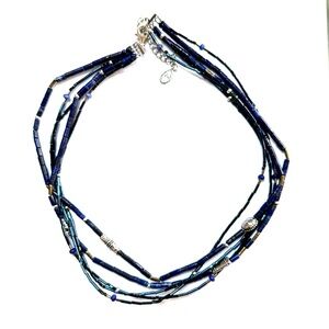 NEW SILPADA Necklace Lapis N3252 Sterling Silver 5 Strand SILPADA POUCH